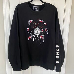 Denimicity Medusa Drip Graphic Crewneck Sweatshirt in Black Men’s 3XL